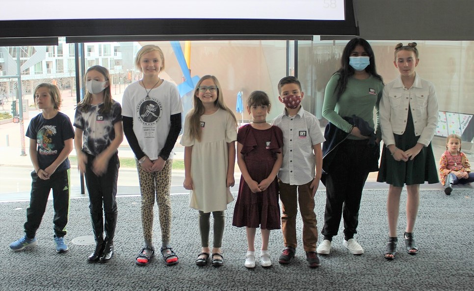 Photo of eight Valdez students at the Denver Museum of Art