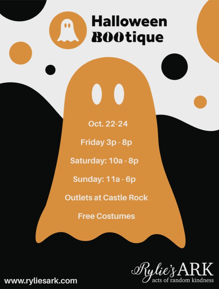 Flyer for Halloween BOOtique giving away free costumes Oct 22-24