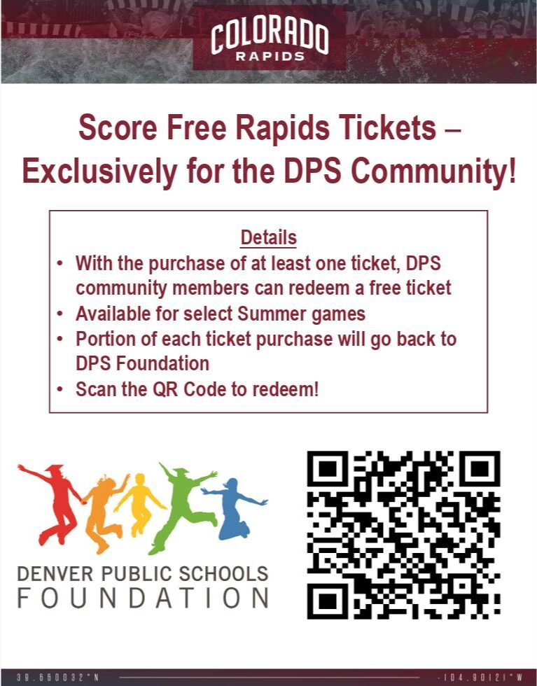 Flyer for DPS discount days with CO Rapids