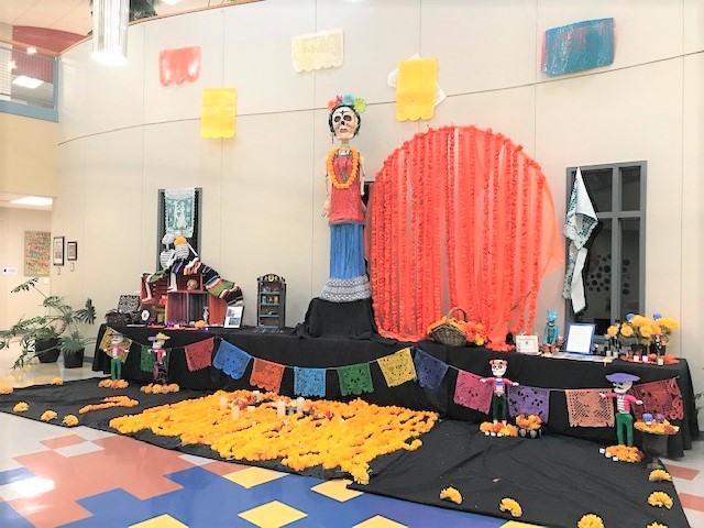 Photo of Día de los Muertos ofrenda at Valdez Elementary.