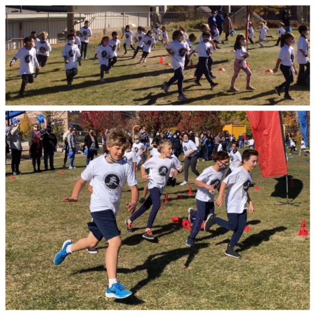 2-picture collage of kids running for the Fun Run