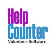 Logo for Help Counter. Purple text says, "Help" and blue text says "Counter." Underneath smaller black text says, "Volunteer Software"