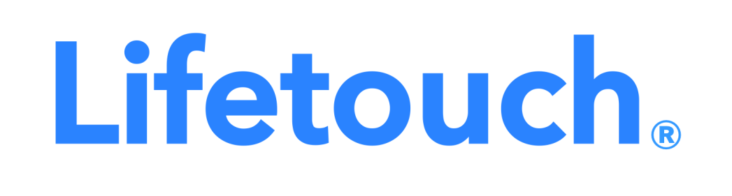 Logo for Lifetouch with blue text on white background