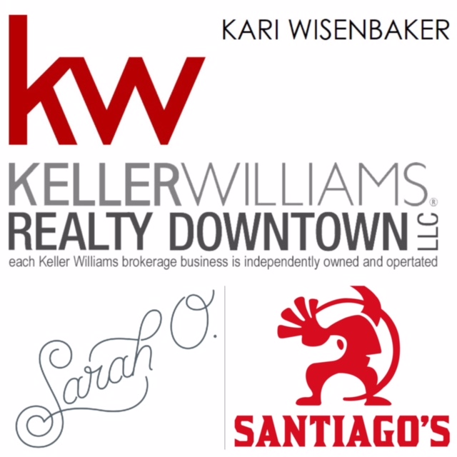 Logos for Keller Williams and Kari Wisenbaker, Sarah O., and Santiago's