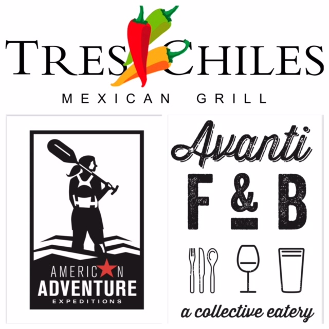 Logos for Tres Chiles Mexican Grill, American Adventure Expeditions