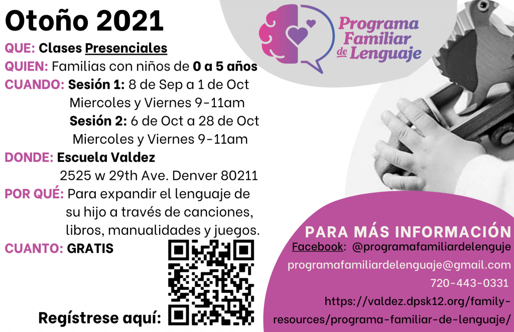 October flyer for Family Language Program in person