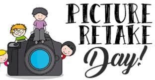 Text says Picture Retake Day with image of kids and a camera