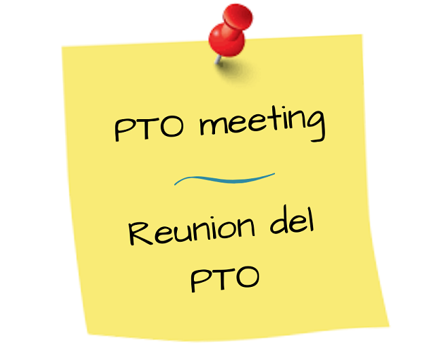 Yellow sticky note that says PTO Meeting in black text