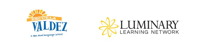 Valdez Elementary logo on left; Luminary Learning Network logo on right.
