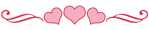 White background with banner of pink hearts