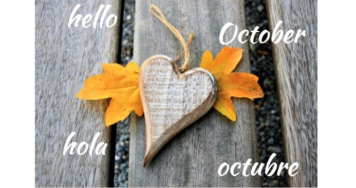 Hello October with heart and leaves