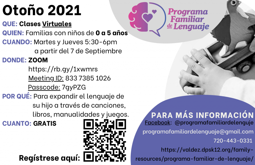 Otoño 2021 clases virtuales de la Programa Familiar de Lenguaje