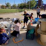 Photos of kids on playground playing with equipment.
