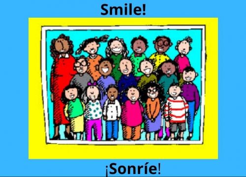 Kids smiling for class photo